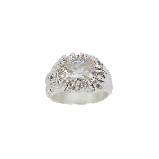 RSST25N // Silver Signet Unisex Ring With A Stone