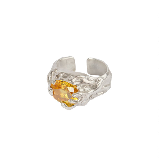 C6SS25 // Silver Cuff With Tentacles Over Zirconia Stone