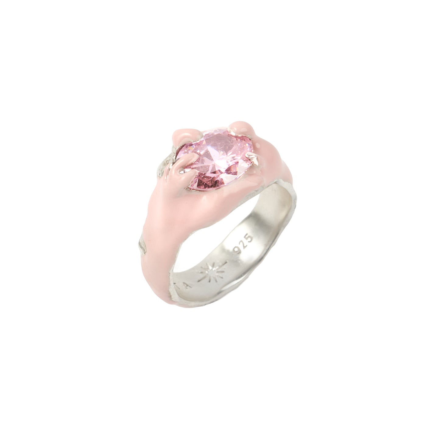 RE6SS25 // Enameled Silver Ring With Tentacles And Zirconia Stone