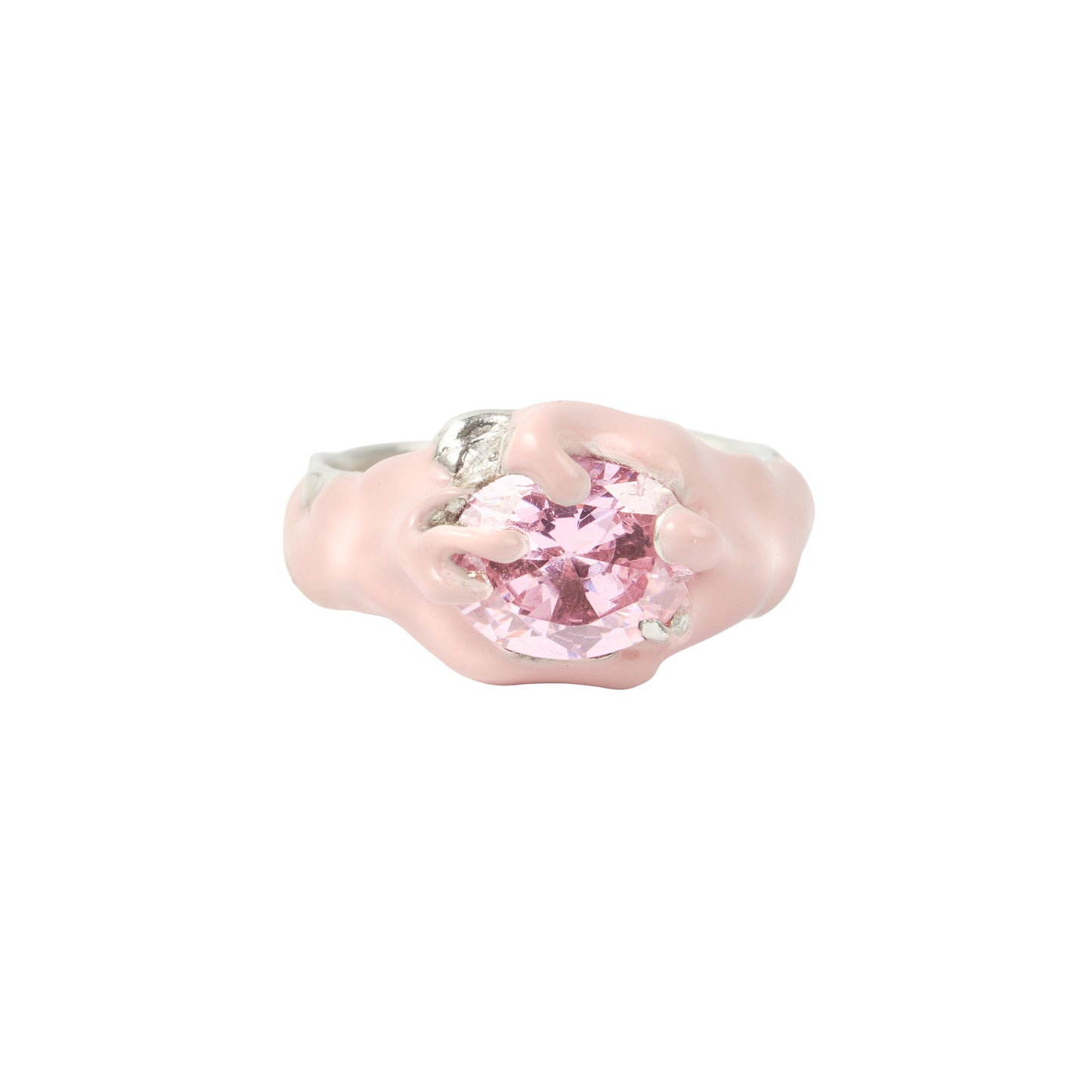 RE6SS25 // Enameled Silver Ring With Tentacles And Zirconia Stone