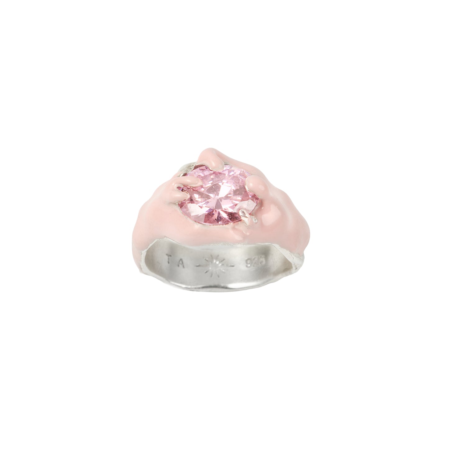 RE6SS25 // Enameled Silver Ring With Tentacles And Zirconia Stone