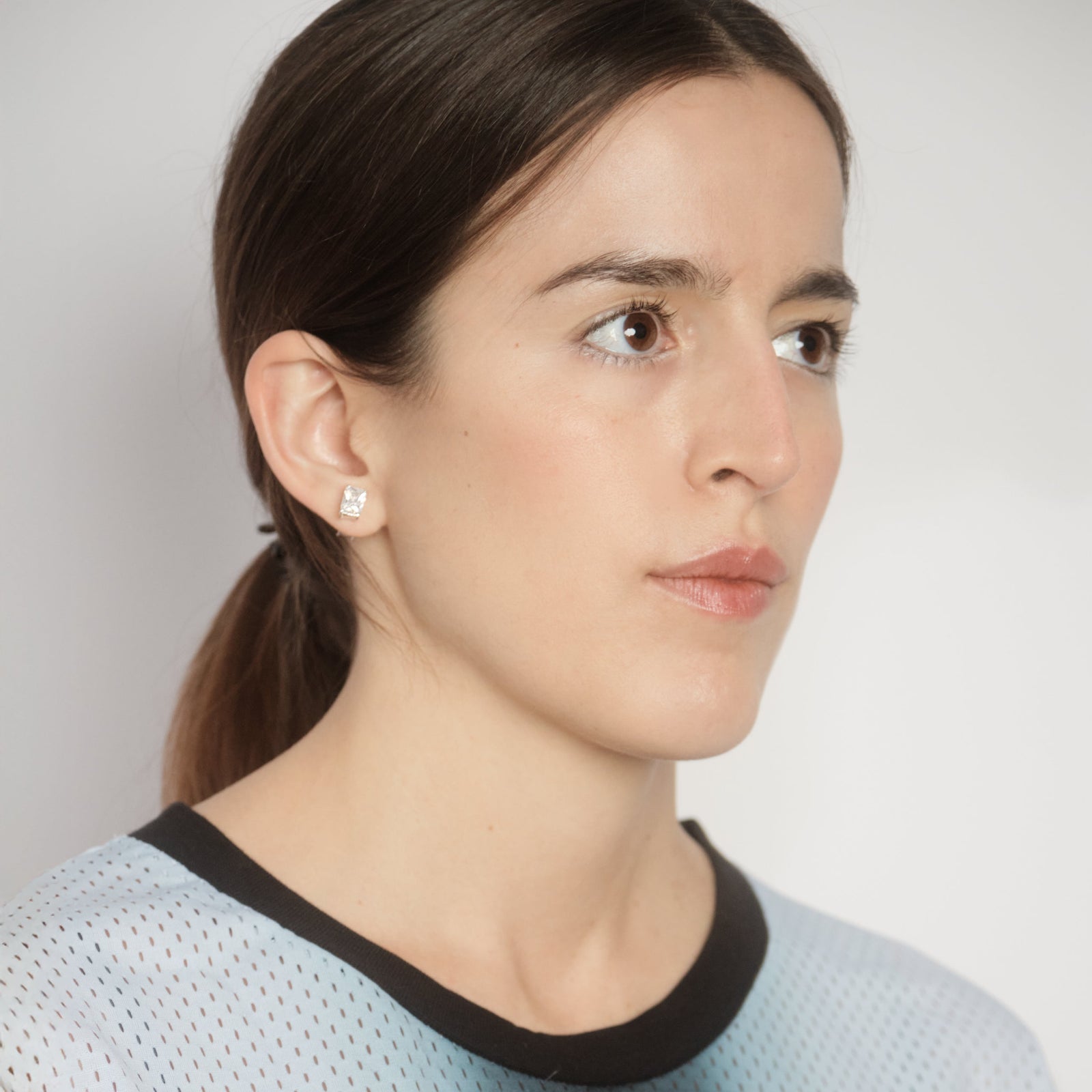 Duo Facetté Studs — Silver, faceted zirconia studs