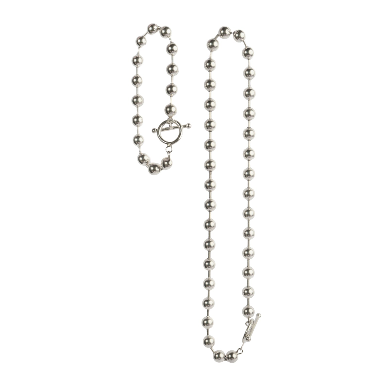 Boules Métalliques Duo Chain Set — modular sterling silver necklace and bracelet, unisex