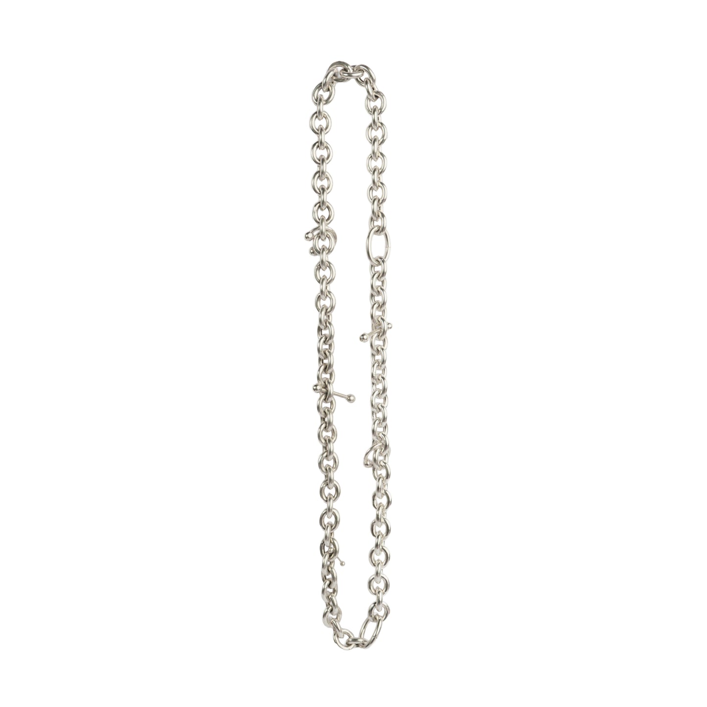 NBSST08 // Modular set of silver massive chain necklace and bracelet with piercing