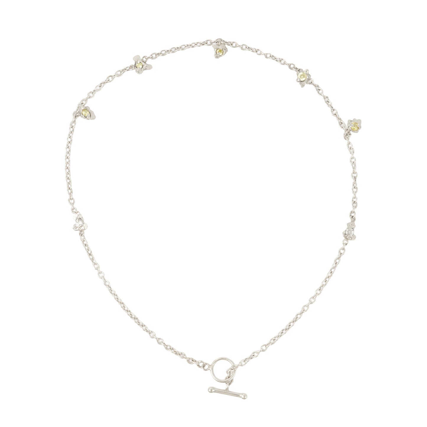 N5SS25 // Little Flowers Silver Necklace With Toggle Clasp