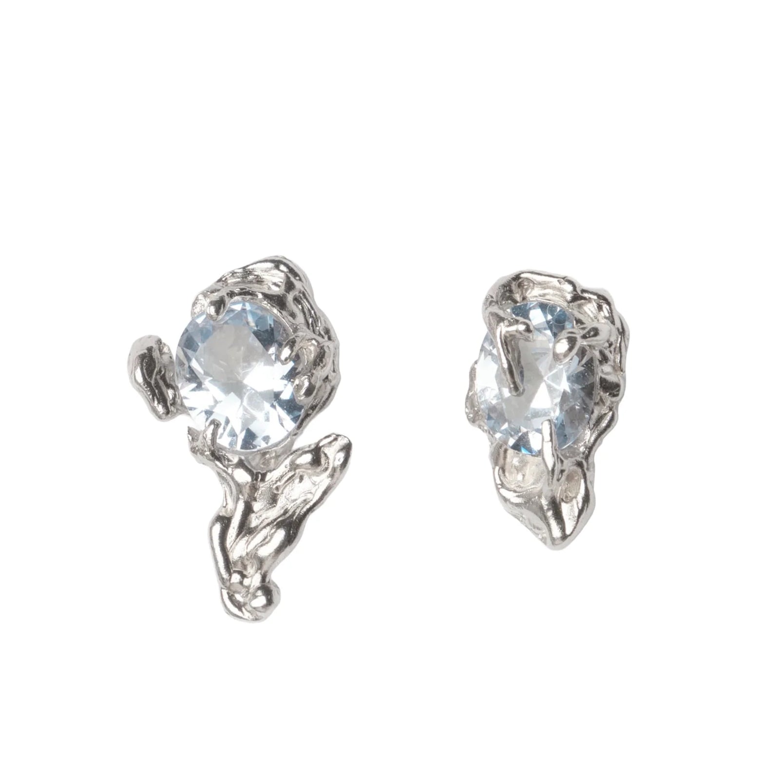 Twin Earrings — Silver, Sky Blue zirconia