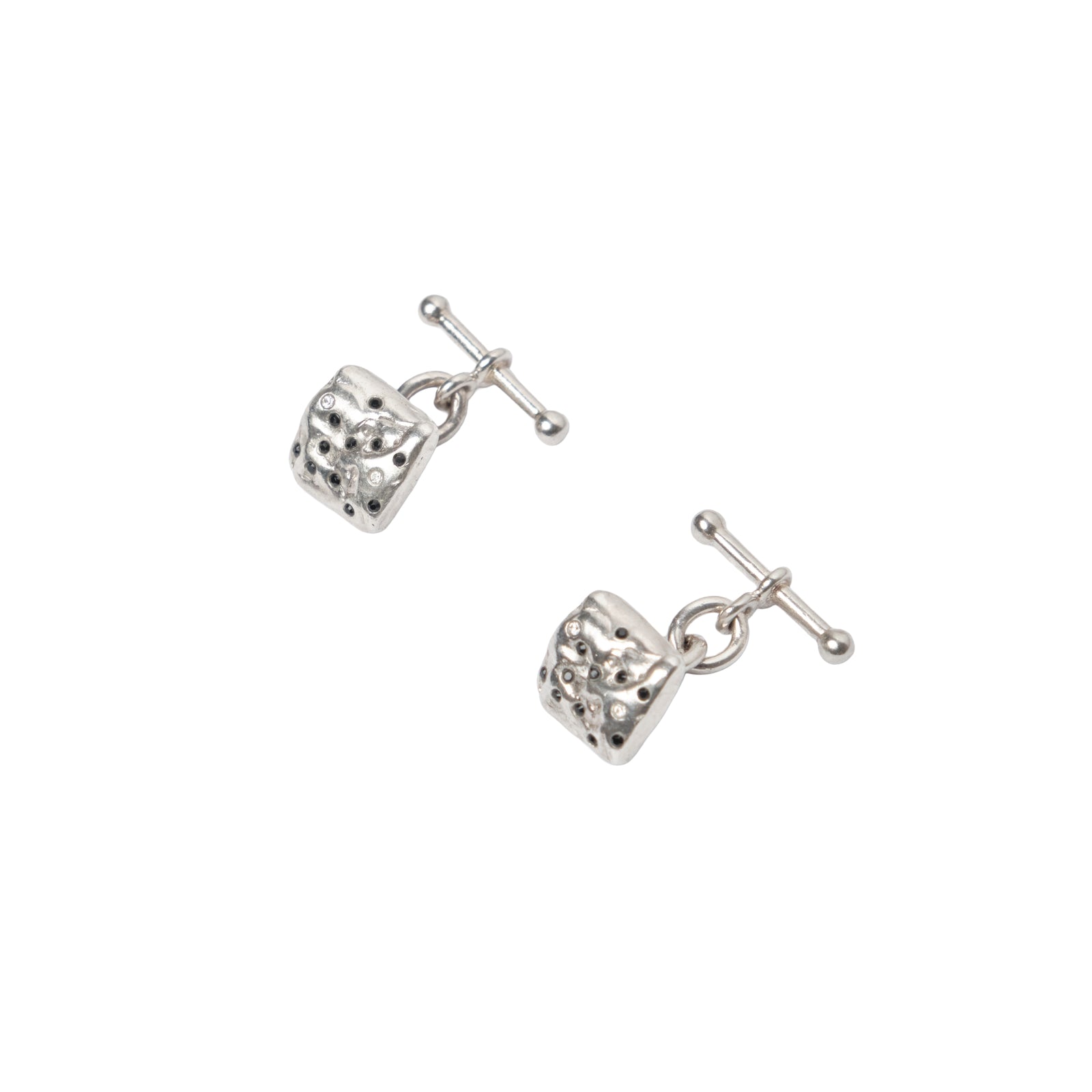 À Points Cufflinks — Silver, sculptural engraved cufflinks