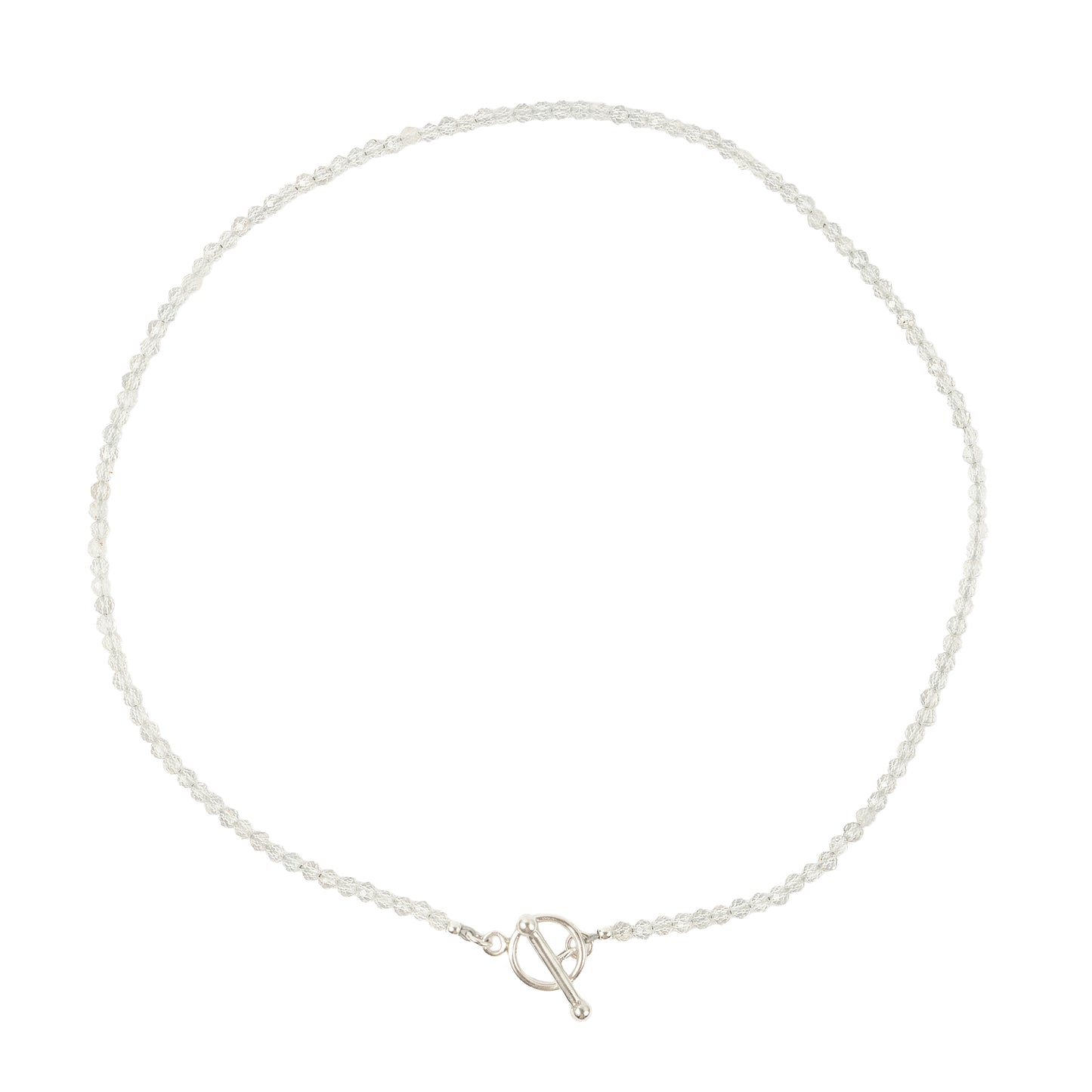 NU4SS25 // Little Rock Crystal Necklace Stainless Steel Thread Toggle Clasp Lock