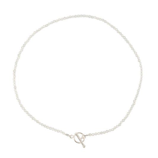 NU4SS25 // Little Rock Crystal Necklace Stainless Steel Thread Toggle Clasp Lock