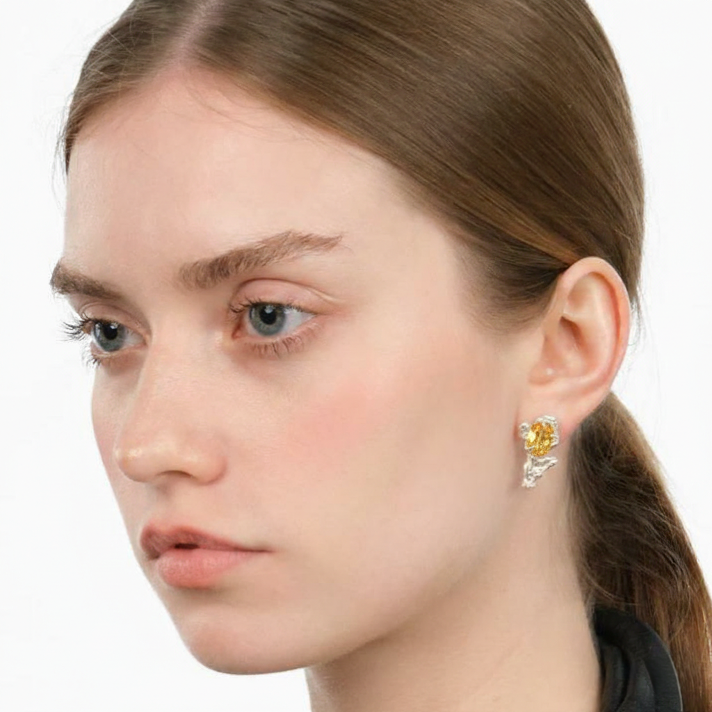 ESST04 // Pendientes gemelos de plata con piedra circonita