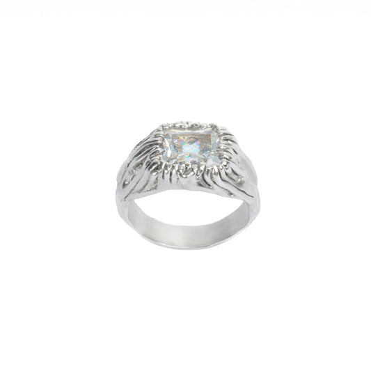 RSST25 // Unisex signet ring w/ zirconia stone