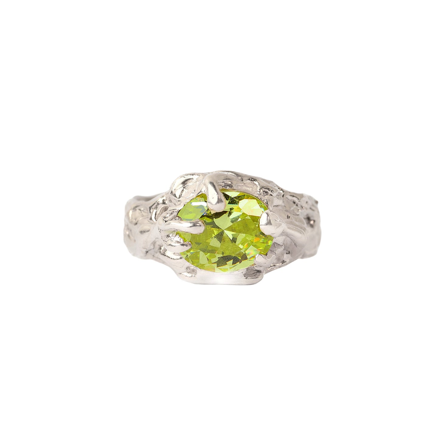 Silver ring green