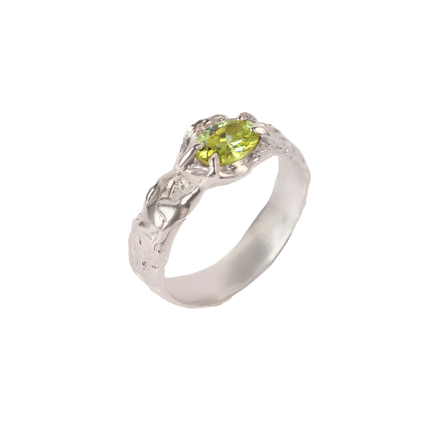 Petit Tentacule Ring — Silver, Acid Green zirconia, three-quarter