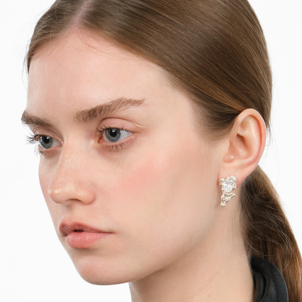 Twin Earrings Snow White Gold Plated