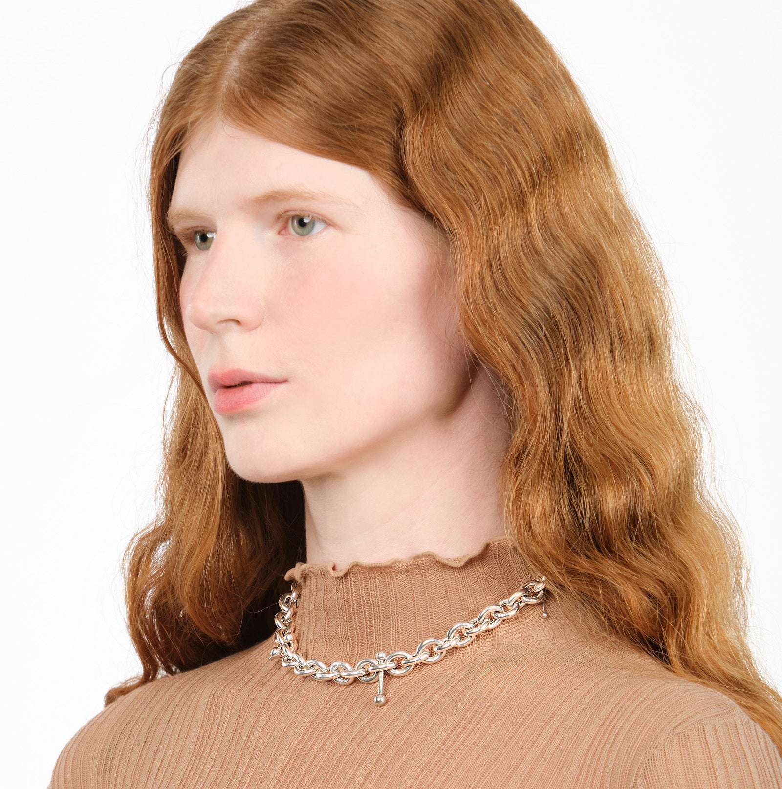Pierced Loop Chain Necklace — heavy sterling silver chain with piercing element, unisex