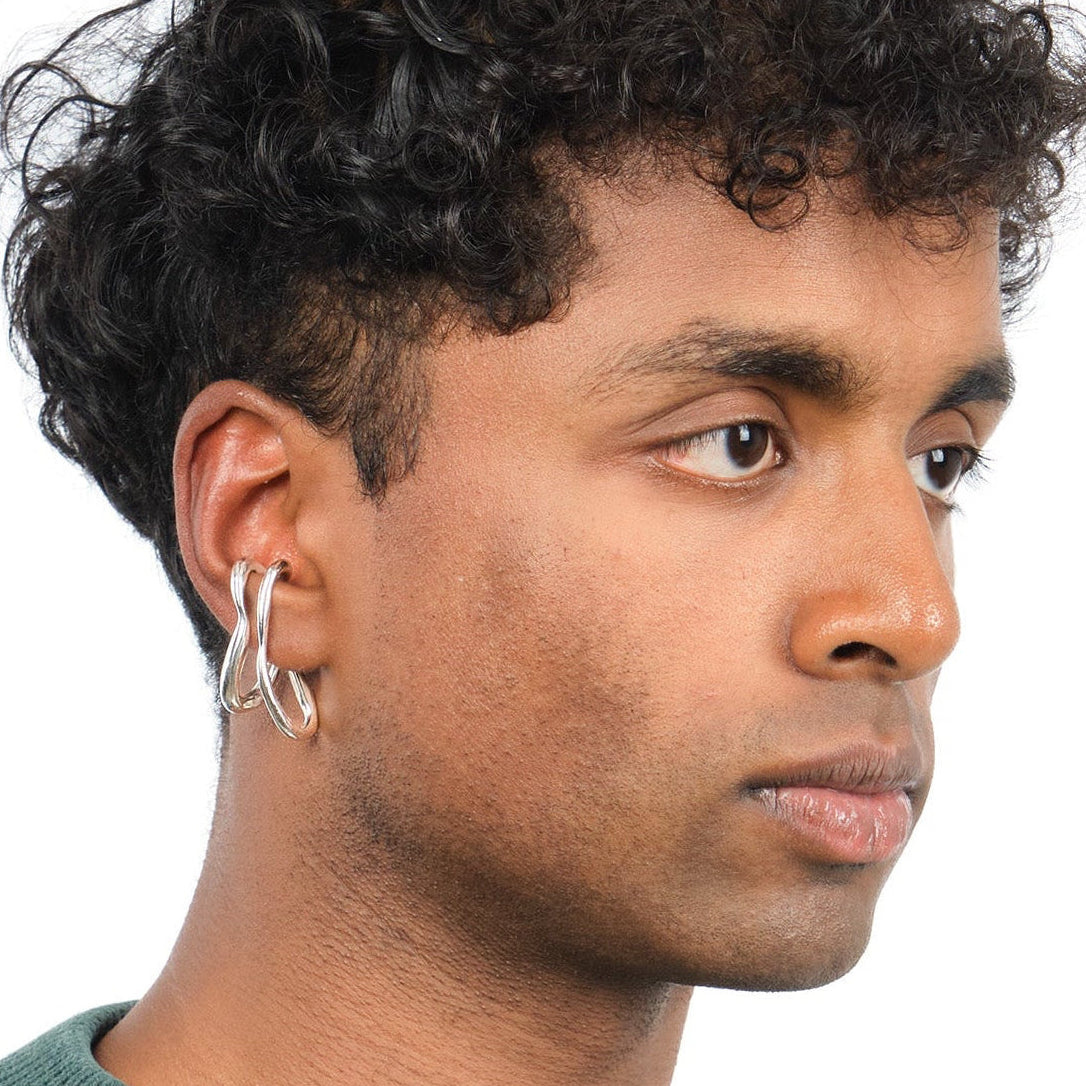 Twist Libre Cuff — sculptural sterling silver ear cuff, no piercing needed