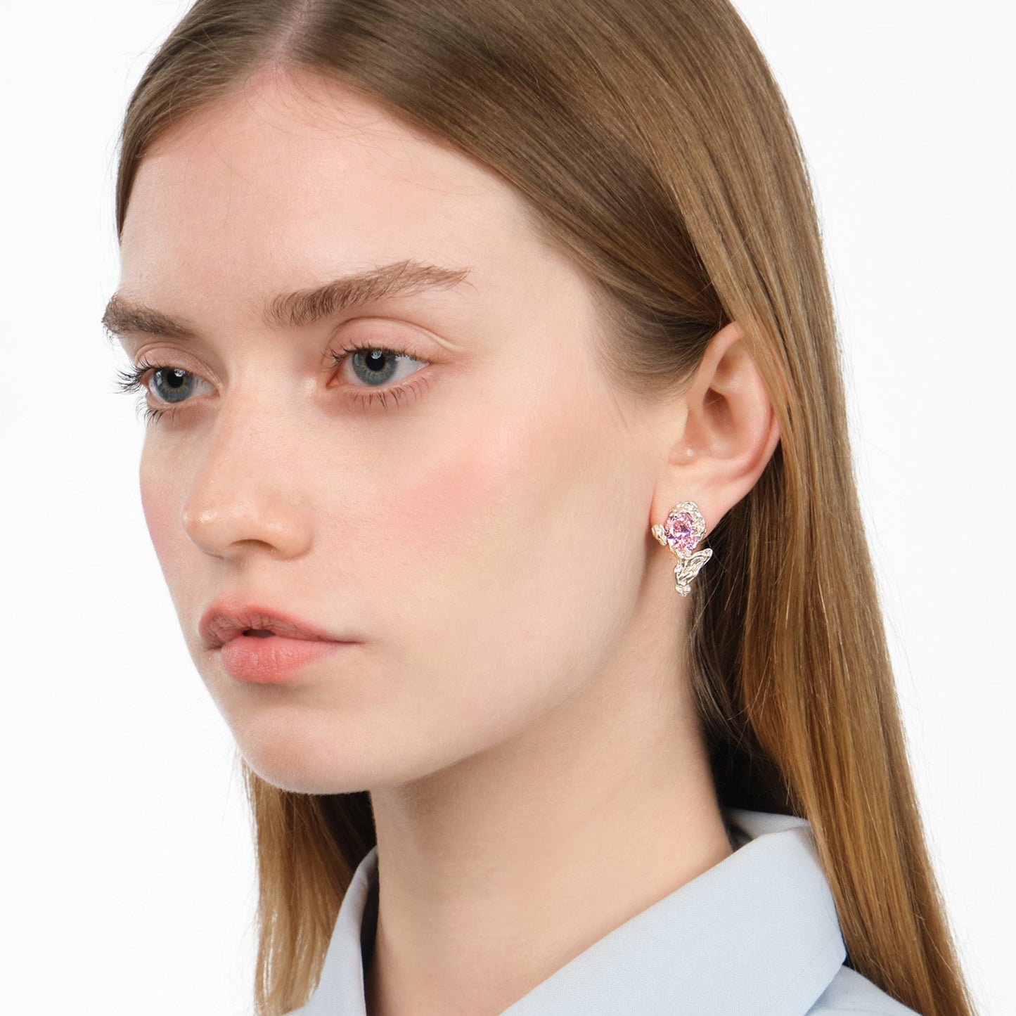 ESST04 // Twin Silver Earrings With Zirconia Stone Ten Antennas