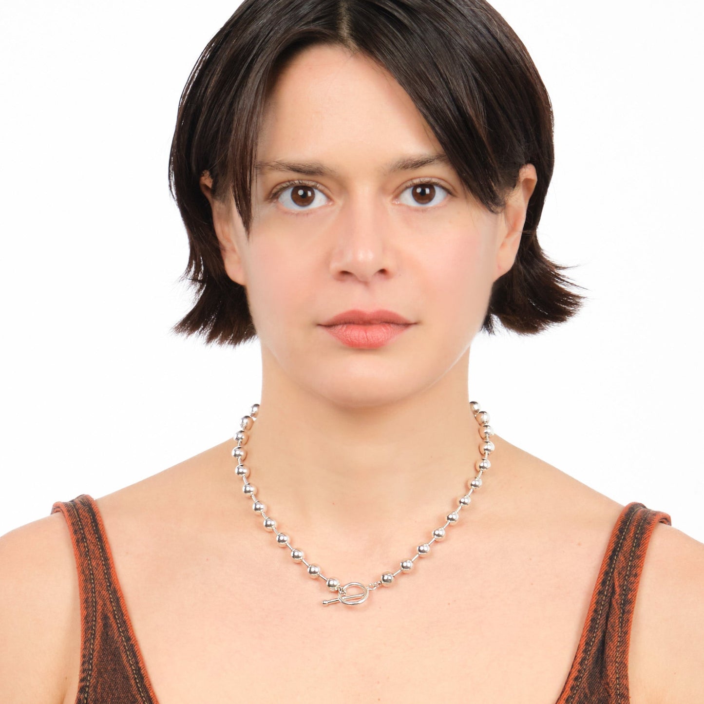 NSST01B // Collar unisex de canicas gigantes de plata