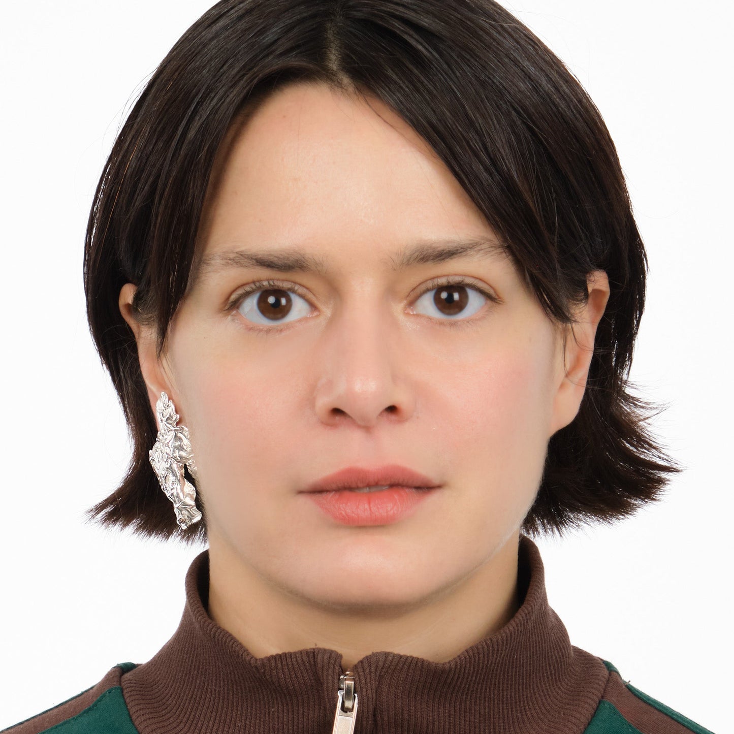 EFW01 // Silver Melting Shield Earring With Swarovski Crystals Ten Antennas