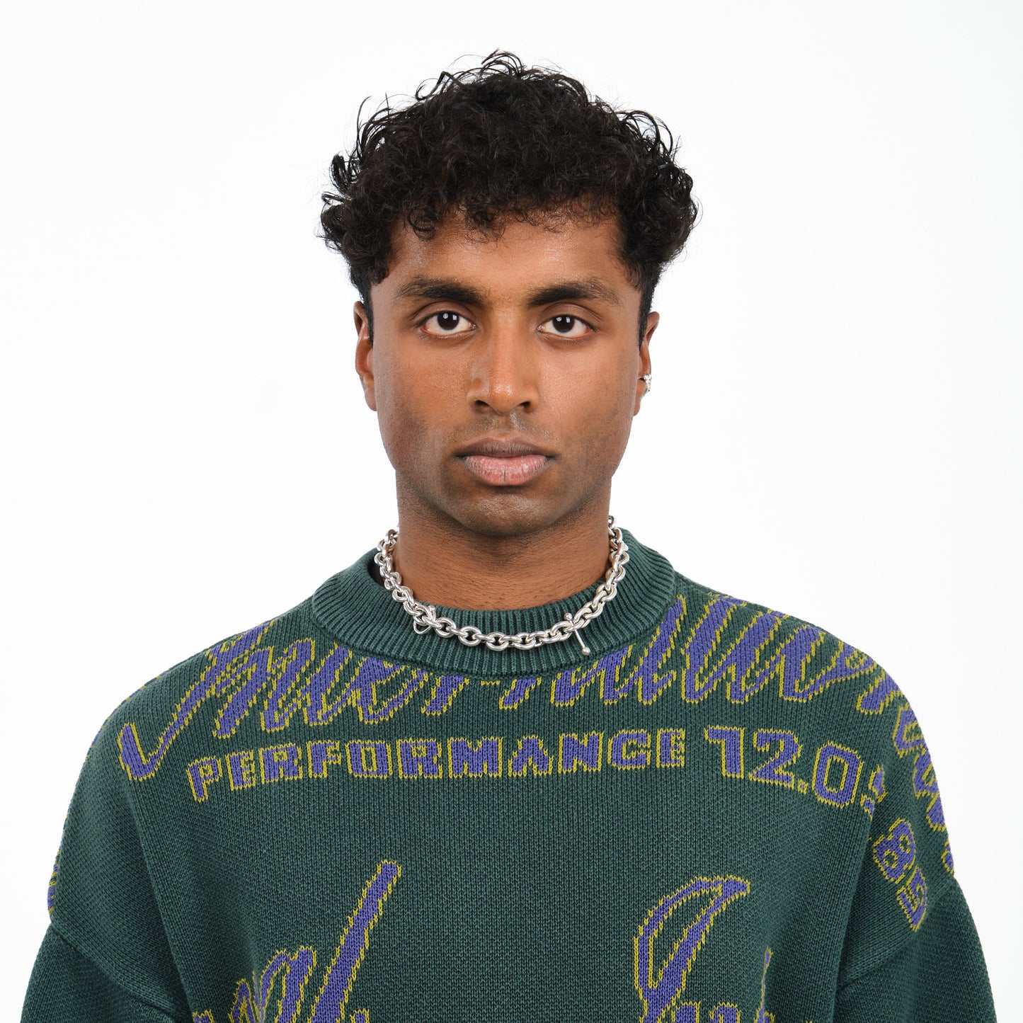 NSST08 // Silver massive chain necklace with piercing Ten Antennas