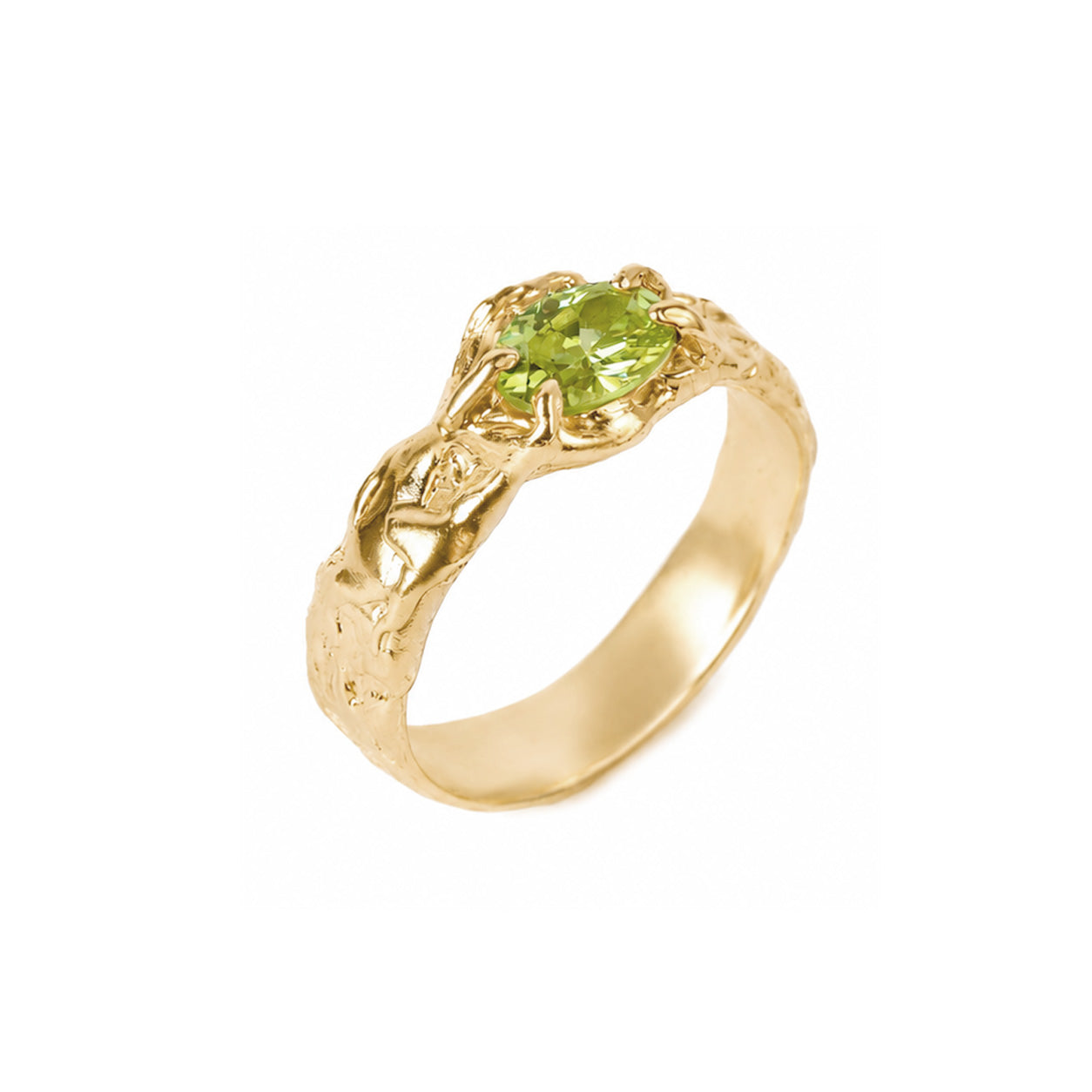 Petit Tentacule Ring — Gold Plated Silver, Acid Green zirconia