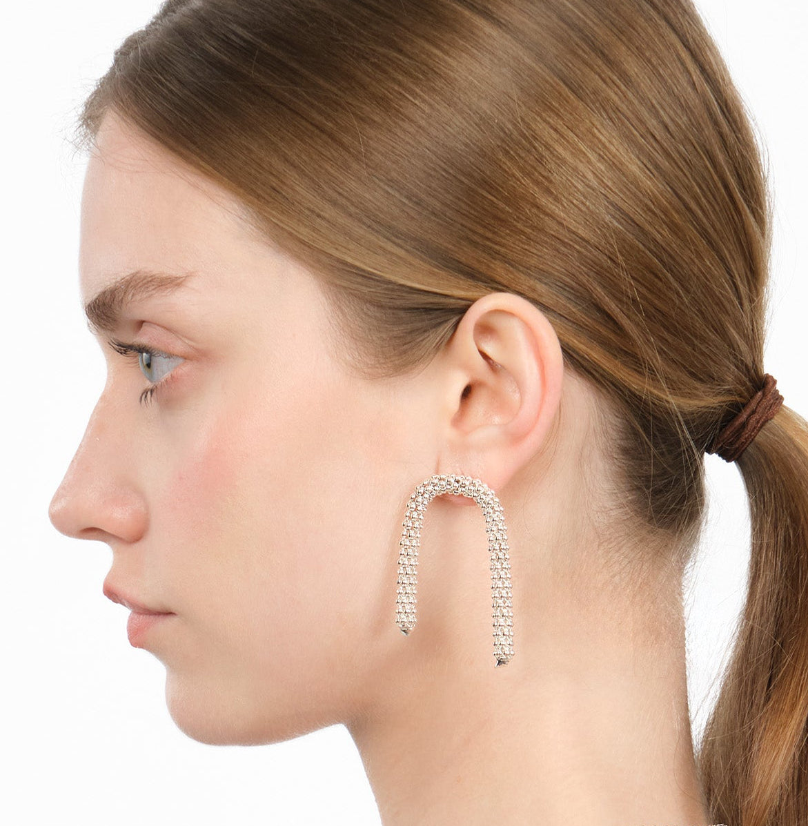 Spaghetti Earrings — textured sterling silver chain drop earrings