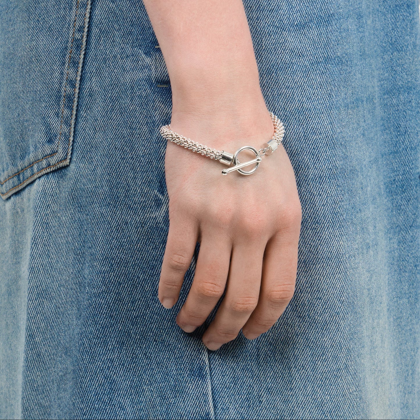 BSST04 // Unisex Toggle Clasp Silver Bracelet Ten Antennas