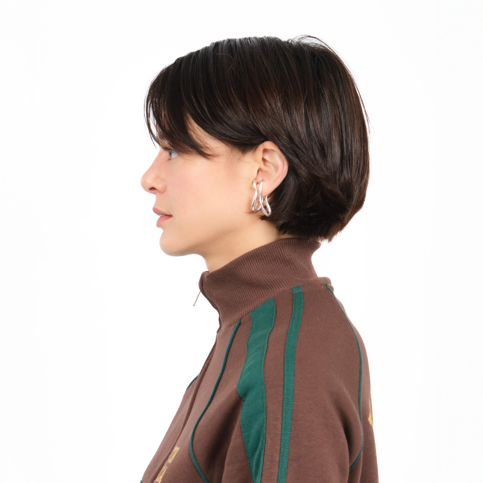CSST05 // Silver Abstract Liquid Ear Cuff Ten Antennas