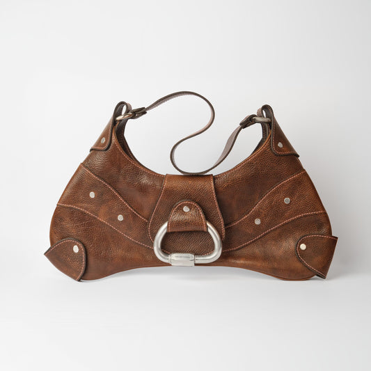 Bag N1 Brown // Refurbished natural leather handmade cowboy bag with a caribiner Ten Antennas