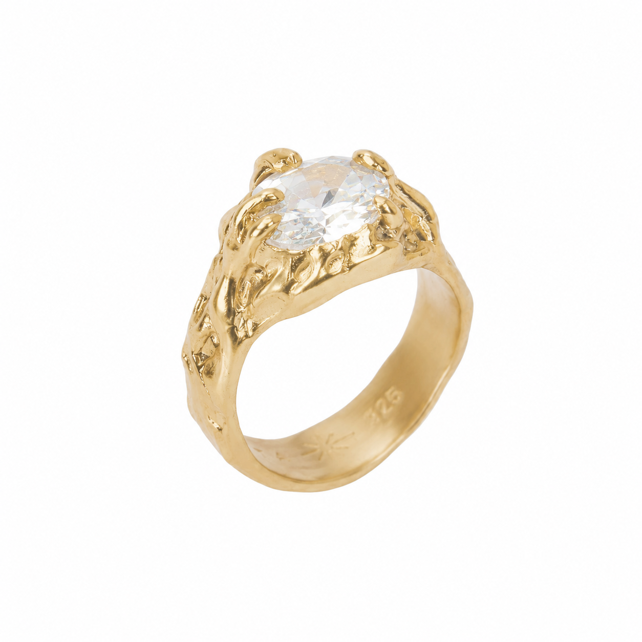 Tentacule Ring — Gold Plated Silver, Snow White zirconia