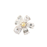Crystal Fleur Broche — Silver, Snow White, silver flower brooch with faceted stones