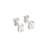 Duo Facetté Studs — Silver, faceted zirconia studs