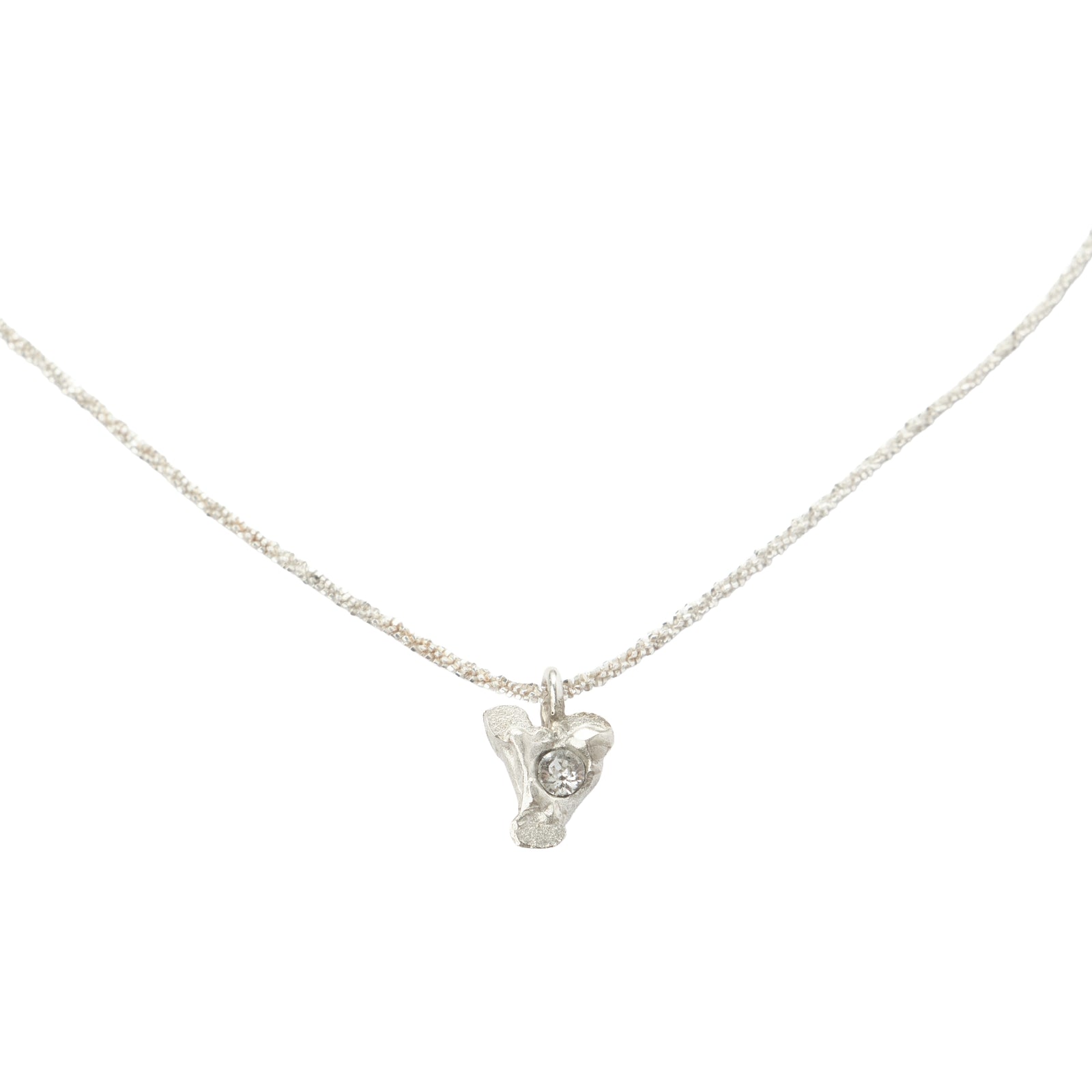Fleurlette Pendant — Silver, delicate flower pendant with zirconia
