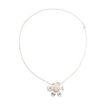 Crystal Fleur Necklace — Silver, flower pendant with faceted stones