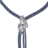 Le Geste Bolo Tie — Silver, sculptural bolo tie on a double cord