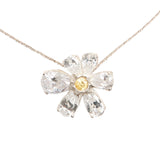 Crystal Fleur Necklace — Silver, flower pendant with faceted stones
