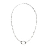 Orbit Link Necklace — sterling silver chain with carabiner ring, unisex