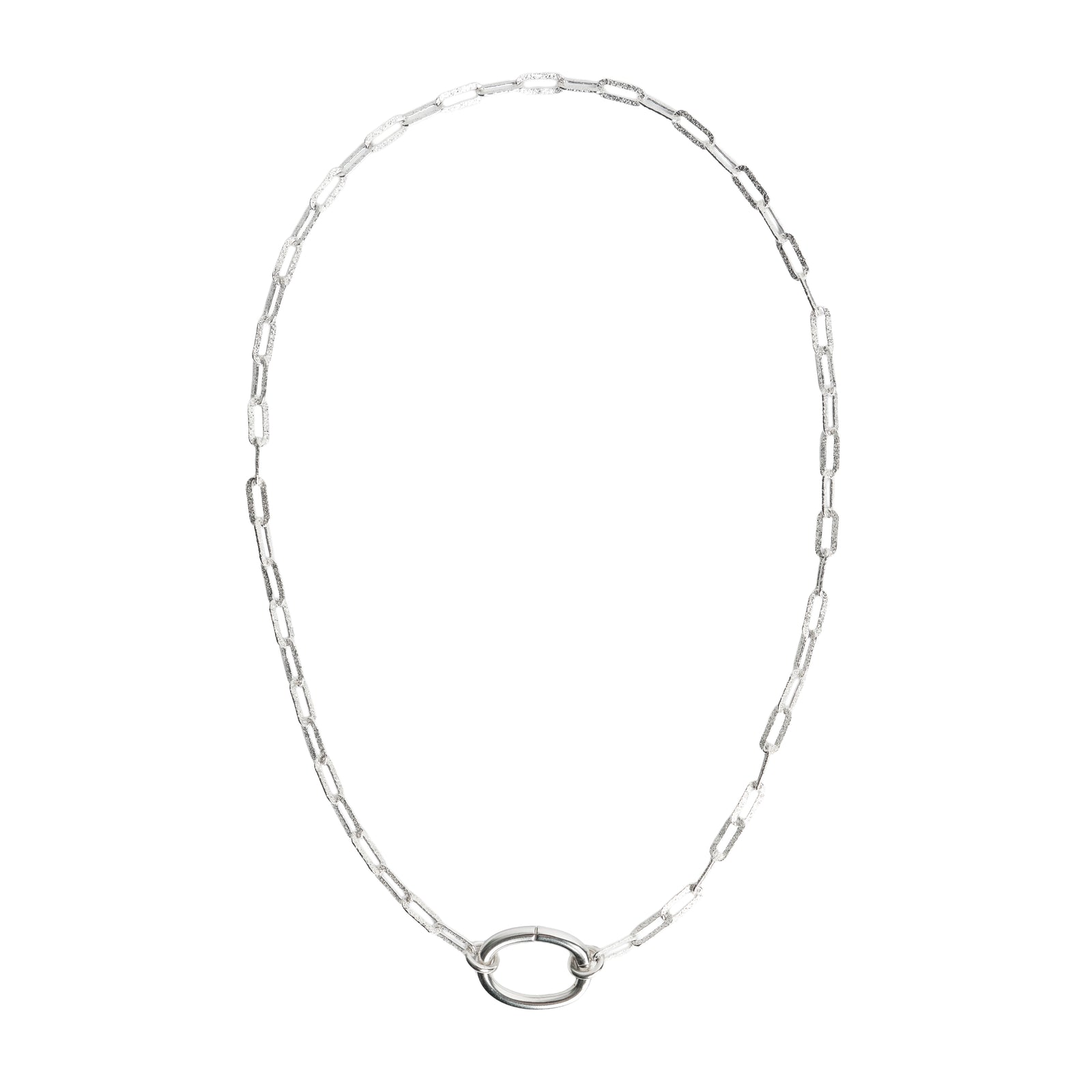 Orbit Link Necklace — sterling silver chain with carabiner ring, unisex
