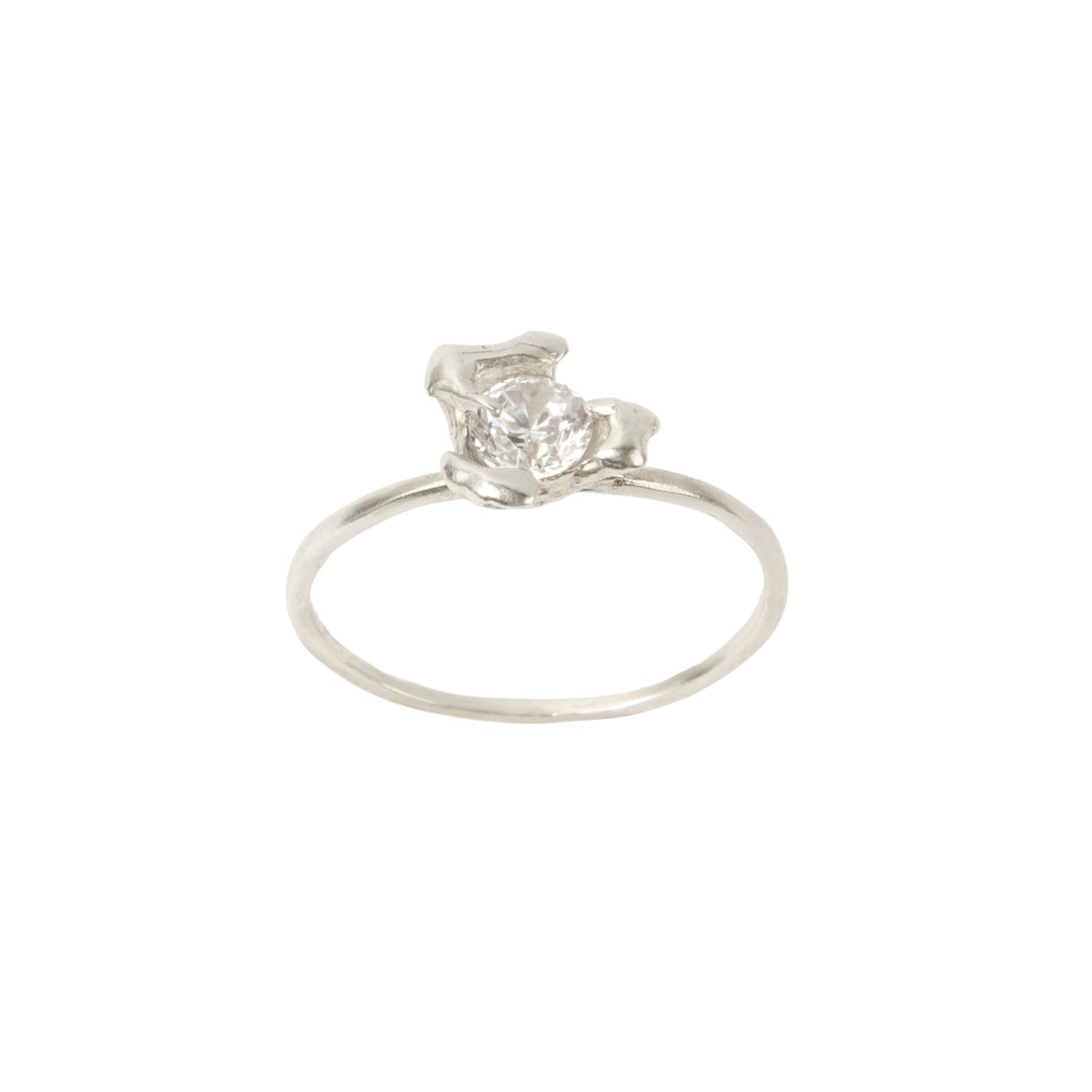 Fleurlette Ring — Silver, delicate flower ring with zirconia