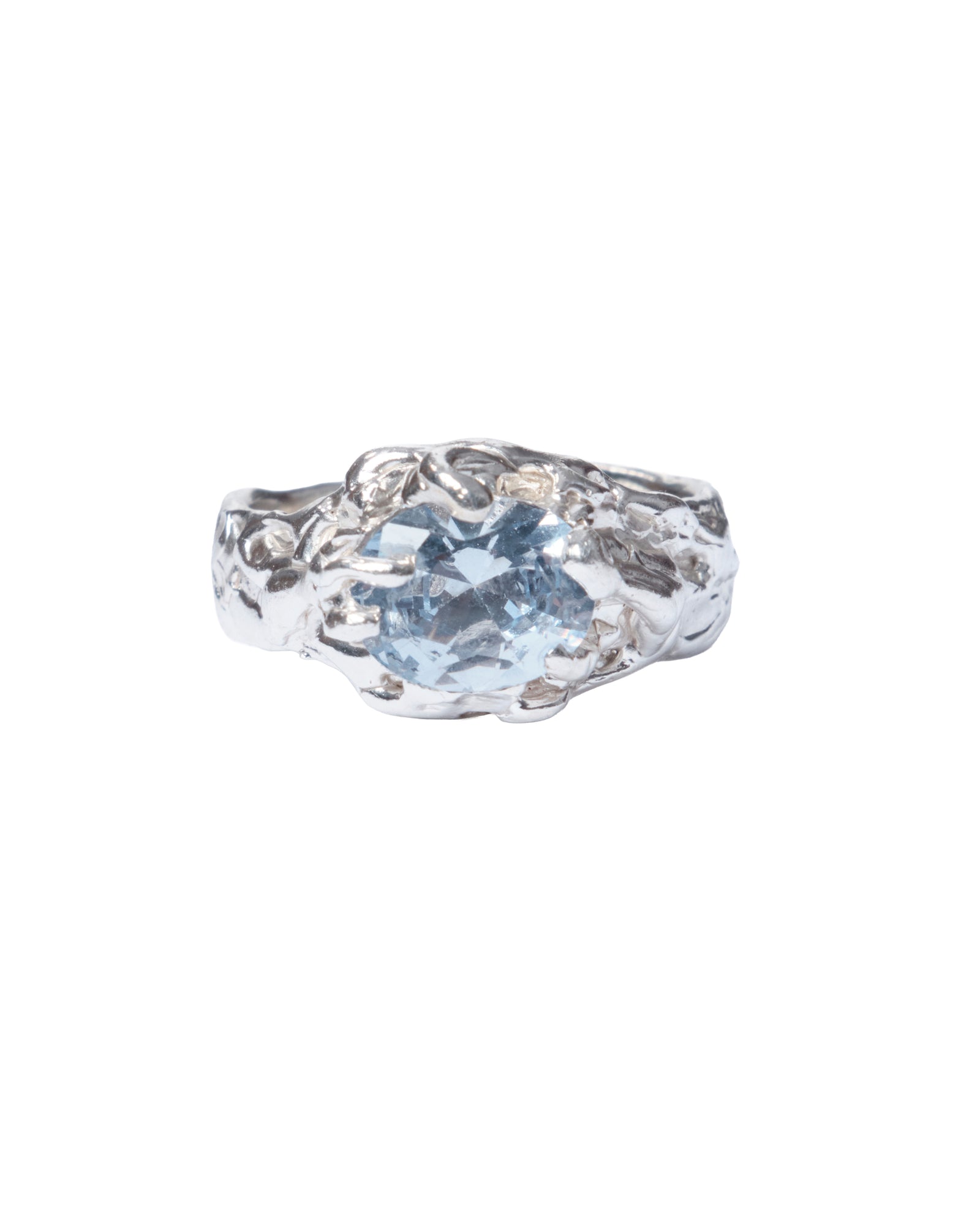 Tentacule Ring — Silver, Sky Blue zirconia