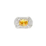 Amber Claw Ring — Silver, claw-set amber-toned zirconia ring
