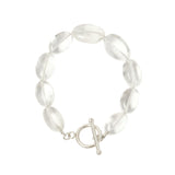 Crystal Oval Bracelet — Silver, oval-cut rock crystal with toggle clasp