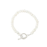 Perla Bracelet — Pearl, freshwater pearls set with Swarovski crystals on sterling silver