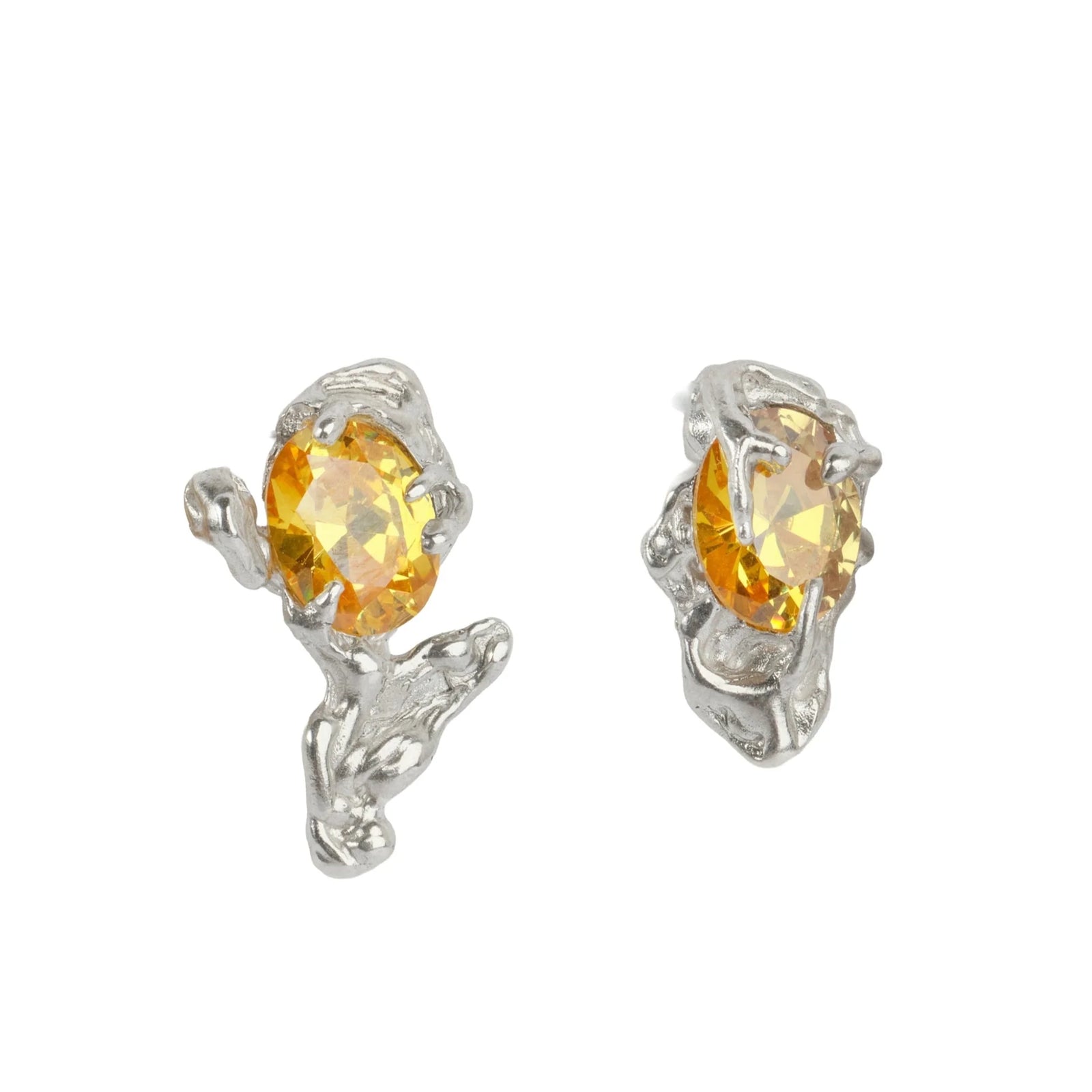 Twin Earrings — Silver, Citrina zirconia