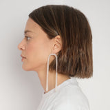 Spaghetti Long Earrings — Silver, textured chain drop earrings