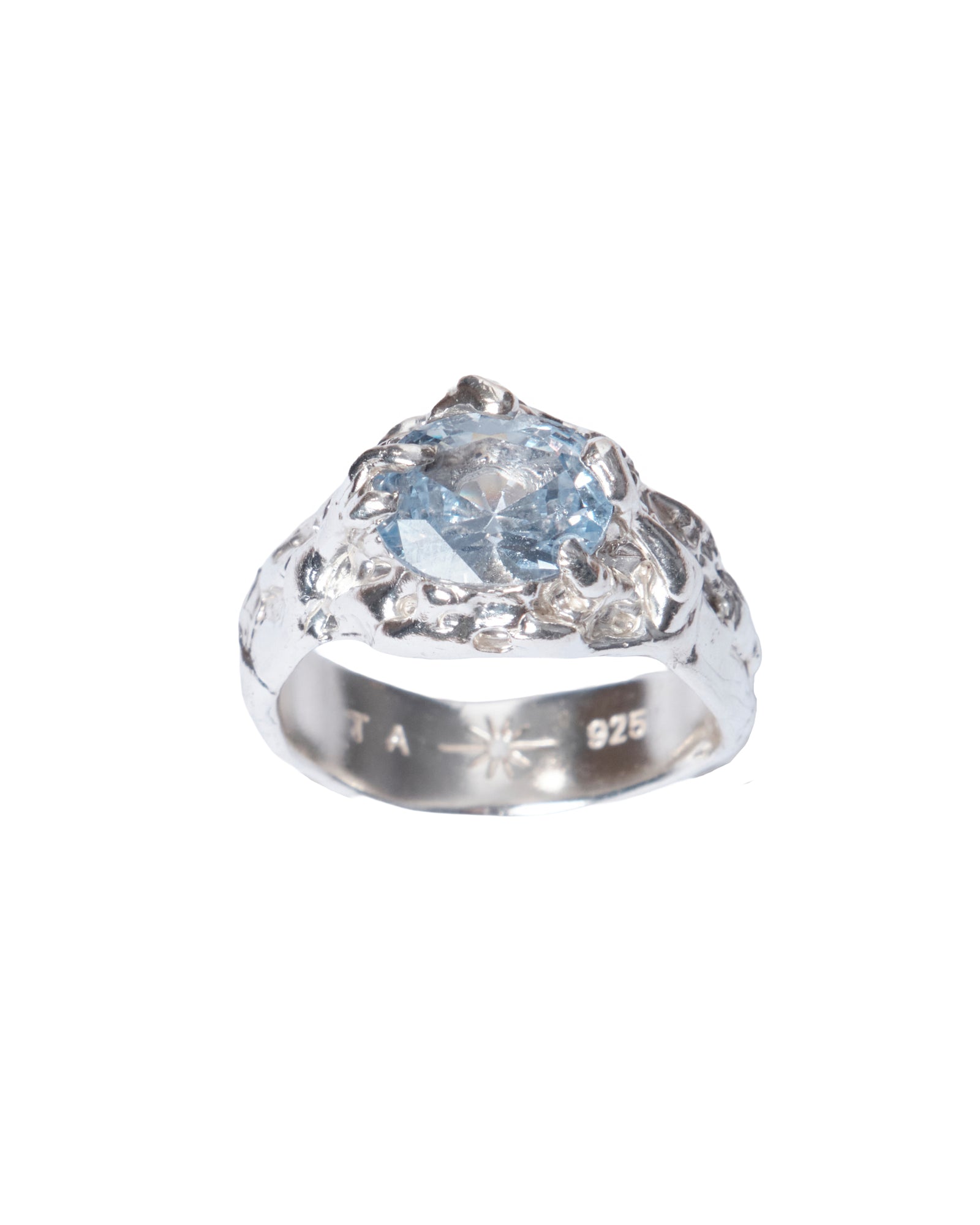 Tentacule Ring — Silver, Sky Blue zirconia