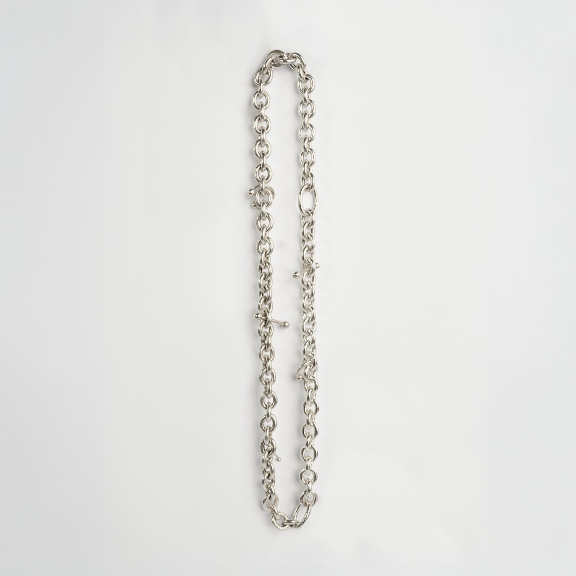 NBSST08 // Modular set of silver massive chain necklace and bracelet with piercing Ten Antennas