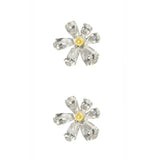 Crystal Fleur Earrings — Silver, flower earrings with faceted stones