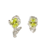 Twin Earrings — Silver, Acid Green zirconia