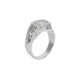Carvé Signet Ring — Silver, Snow White zirconia, detail